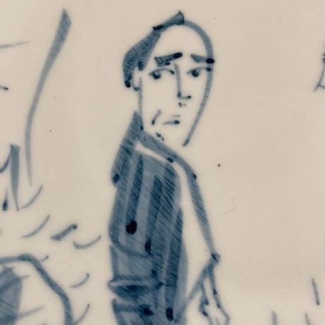 [陶芸作品] 弥次喜多 手描き皿「江尻」