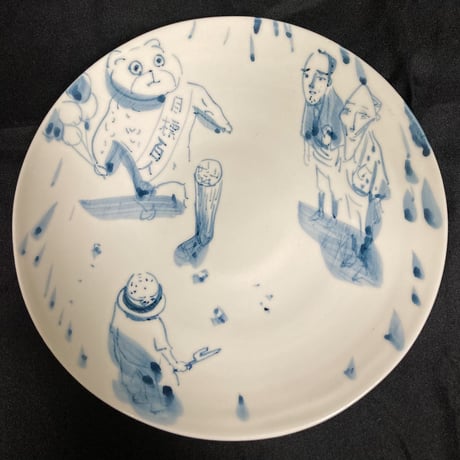 [陶芸作品] 弥次喜多 手描き皿「蒲原」
