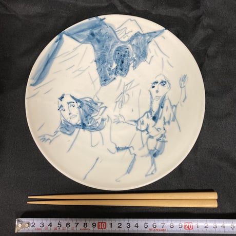 [陶芸作品] 弥次喜多 手描き皿「吉原」