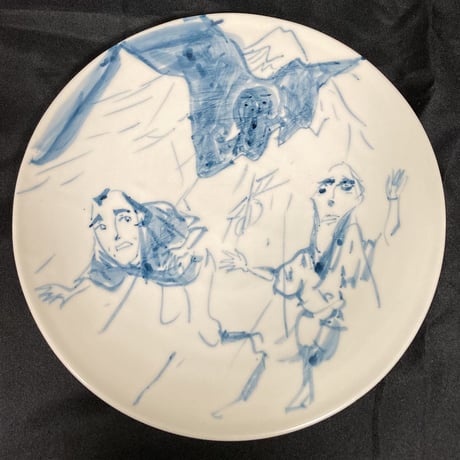 [陶芸作品] 弥次喜多 手描き皿「吉原」