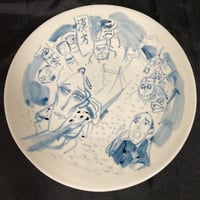 [陶芸作品] 弥次喜多 手描き皿「保土ヶ谷」