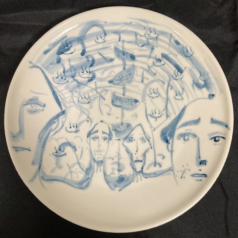 陶芸作品] 弥次喜多 手描き皿「箱根」 | さるハゲ商店