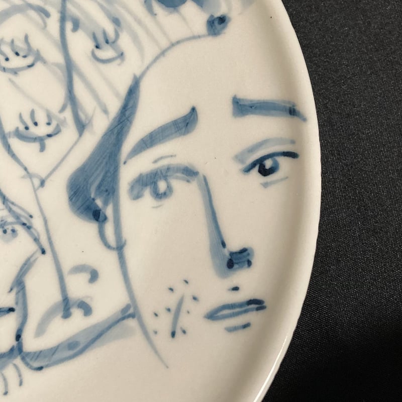 陶芸作品] 弥次喜多 手描き皿「箱根」 | さるハゲ商店
