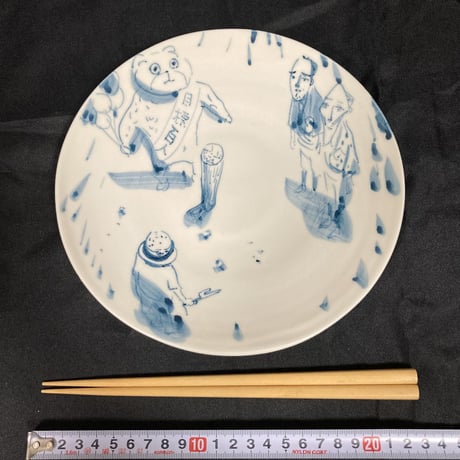 [陶芸作品] 弥次喜多 手描き皿「蒲原」