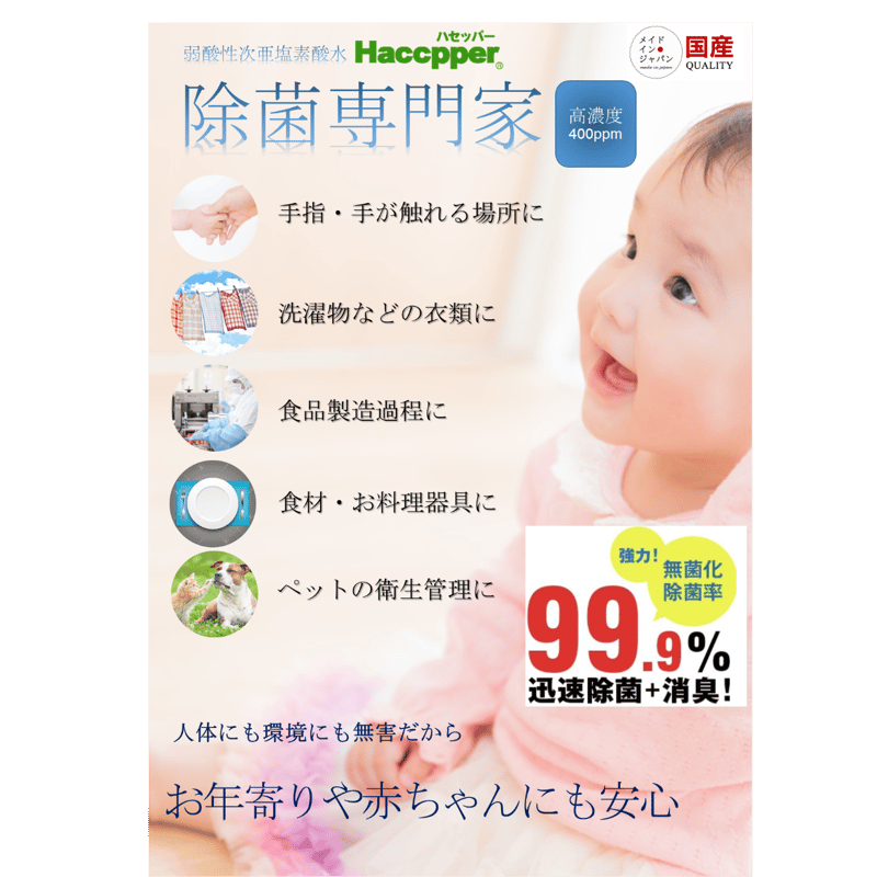 【夏バテ/免疫力UP】ぱぱっとミネラル10倍濃縮液　2本入り3箱 弱酸性次亜塩素酸水 Haccpper 高濃度400ppm 20L | origin