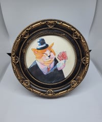 水彩画｢ネコマジシャン｣額縁付き