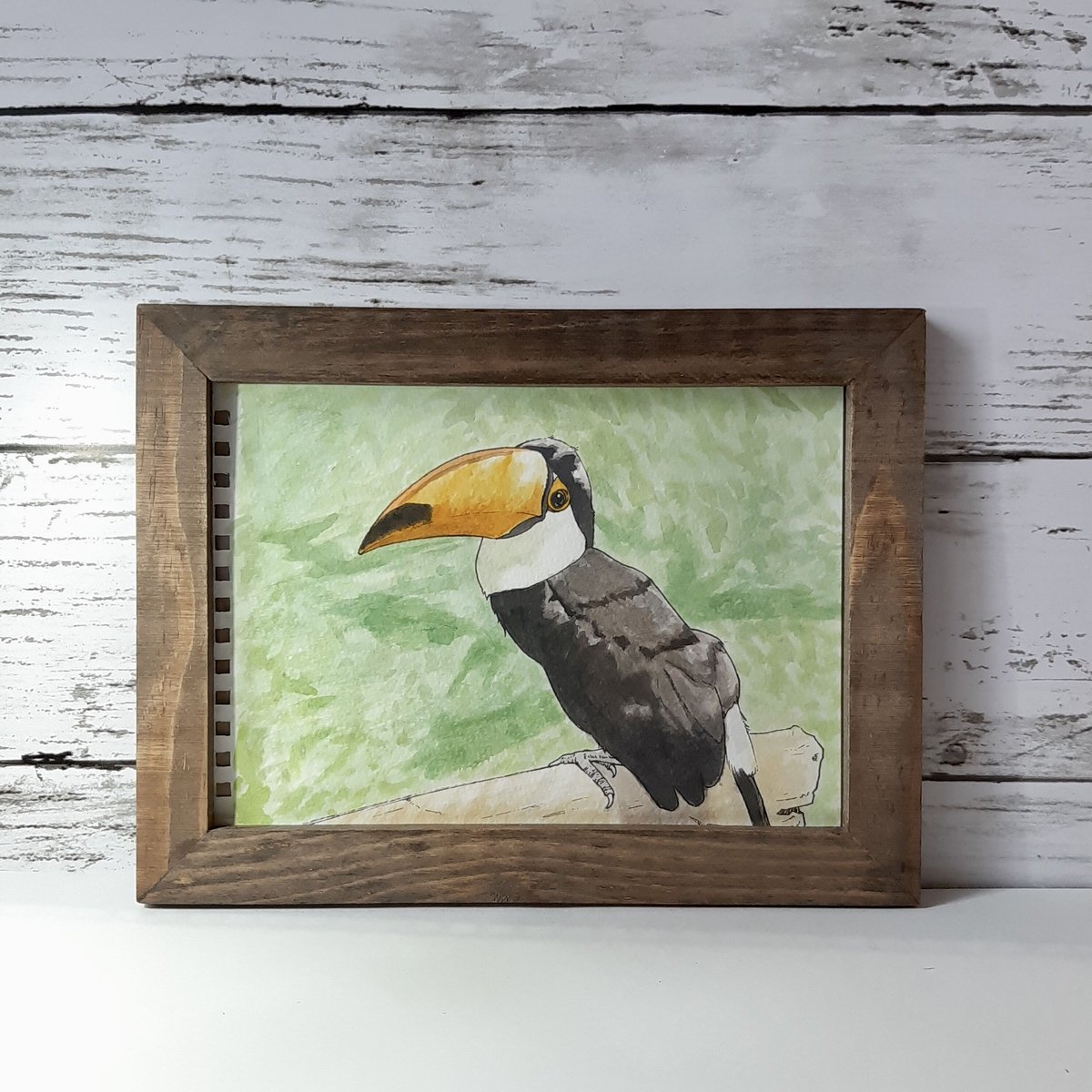 日本画で描くオニオオハシ　水彩画　水墨画　　絵　鳥　オオハシ　絵画　インテリア 日本画で描くオニオオハシ水彩画水墨画絵鳥オオハシ絵画インテリア