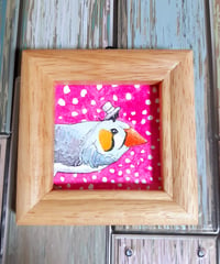 水彩画｢マジシャンインコさんと秘密の助手｣