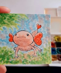 水彩画｢❤のウーパールーパーさん｣