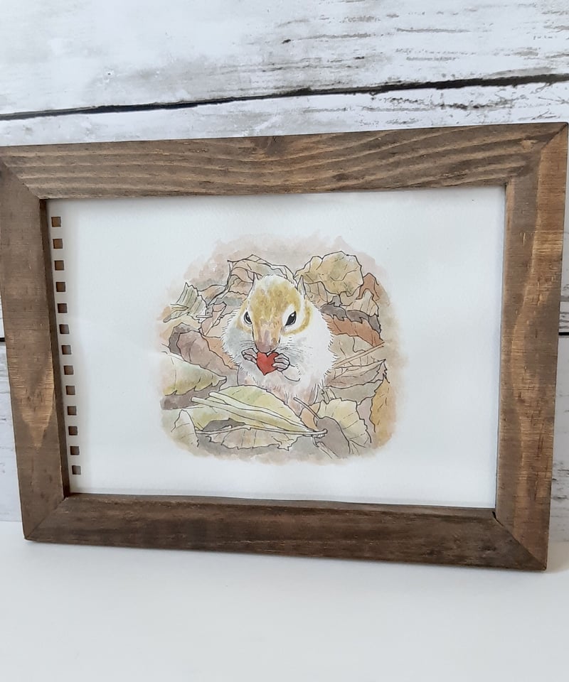 水彩画『♥️ハートの実を食べるリスさん』 | sola-chan STORE