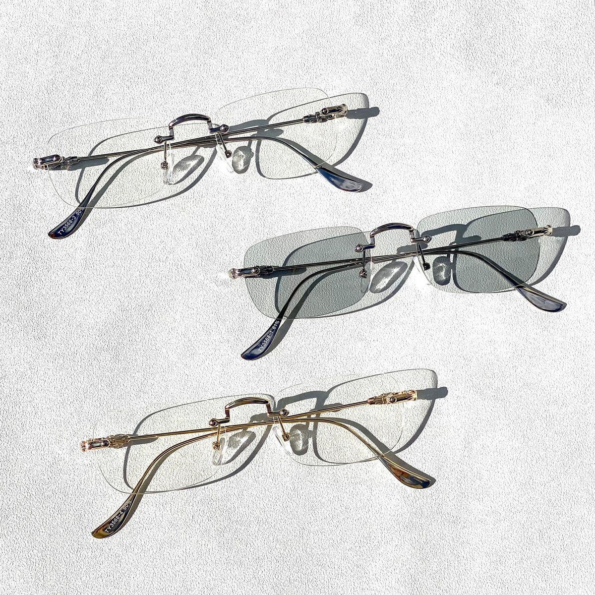 4colors】リムレススクエアメタルメガネ・サングラス/UV99%cut