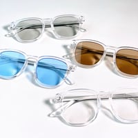 【4colors】スクエアクリアフレームサングラス/UV99%cut/Ladies'・Men's<No.2958>PU leather case