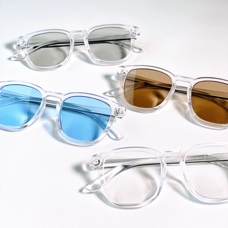 4colors】スクエアクリアフレームサングラス/UV99%cut/Ladies 4colors】スクエアクリアフレームサングラス/UV99%cut/Ladies