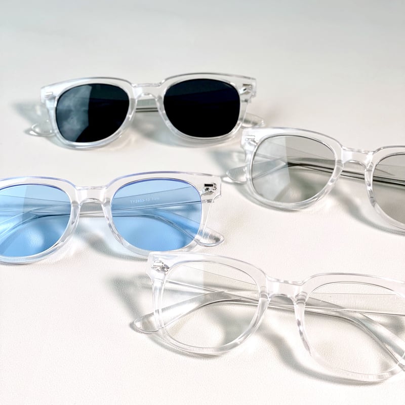 4colors】 ウェリントンクリアフレームサングラス/UV99%cut/Ladies'・M