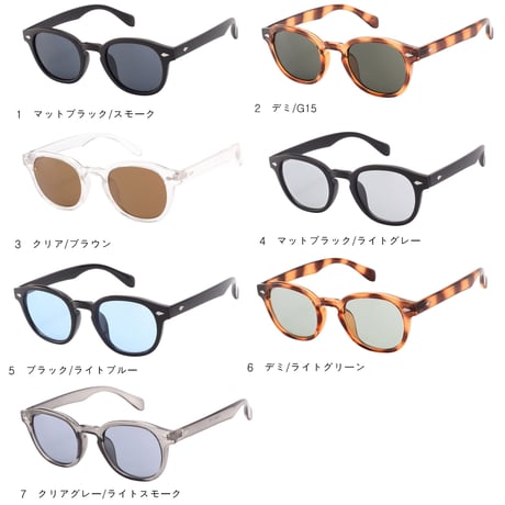 【7colors】ウェリントン サングラス/UV99%cut/Ladies'・Men's <No.2955>PU leather case
