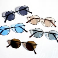 【7colors】オクタゴメタルフレームサングラス/UV99%cut/Ladies'・Men's<No.3551>PU leather case