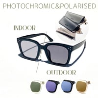 調光・偏光レンズ【5colors】ワイドスクエアサングラス/UV99%cut/Ladies'・Men's<No.2964PH>