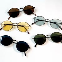 【5colors】オーバルメタル サングラス/UV99%cut/Ladies'・Men's <No.3547>PU leather case
