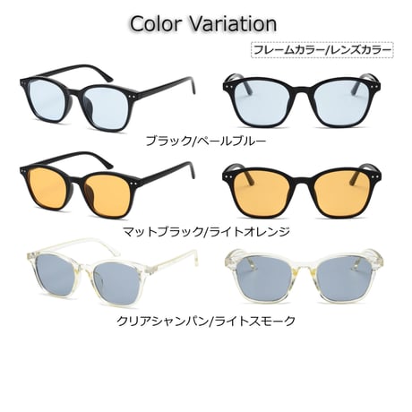 【7colors】ウェリントンフラットサングラス/UV99%cut/Ladies'・Men's  <No.2965>PU leather case