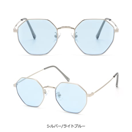 【7colors】オクタゴメタルフレームサングラス/UV99%cut/Ladies'・Men's<No.3551>PU leather case