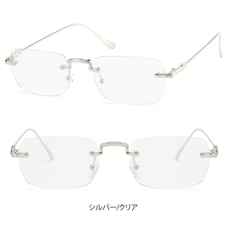 【4colors】リムレススクエアメタルメガネ・サングラス/UV99%cut/Ladies'・Men's <No.3568>PU leather case