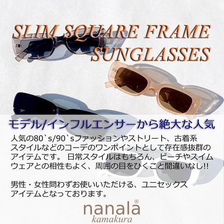 【4colors】スリムスクエアサングラス/UV99%cut/Ladies'・Men's  <No.2968>PU leather case