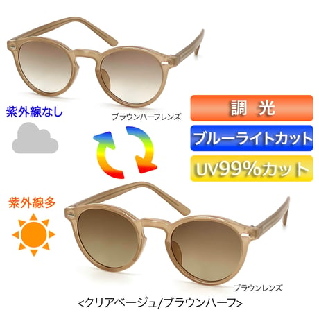 調光・ブルーライトカットレンズ【4colors】ボストンサングラス/UV99%cut/Ladies'・Men's<No.2972TR>PU leather case