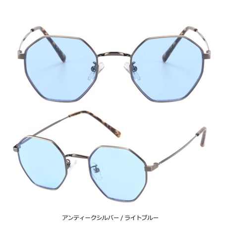 【7colors】オクタゴメタルフレームサングラス/UV99%cut/Ladies'・Men's<No.3551>PU leather case