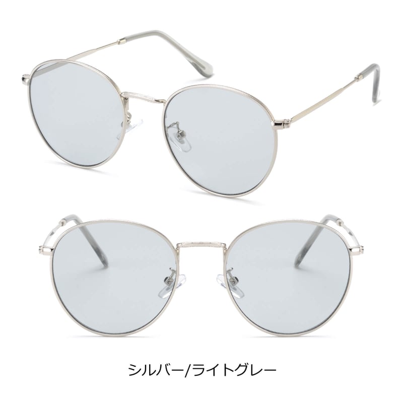 BLANC.. ラウンドメタルサングラス グレー ゴールドカラーのメタルフレームとグリーンレンズがあしらわれた