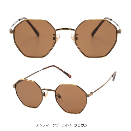 【7colors】オクタゴメタルフレームサングラス/UV99%cut/Ladies'・Men's<No.3551>PU leather case