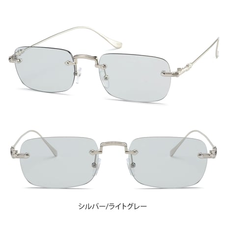 【4colors】リムレススクエアメタルメガネ・サングラス/UV99%cut/Ladies'・Men's <No.3568>PU leather case