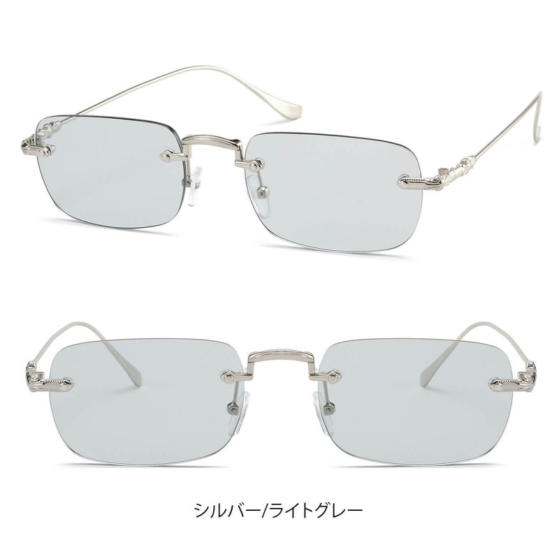4colors】リムレススクエアメタルメガネ・サングラス/UV99%cut/Ladies