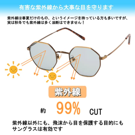 【7colors】オクタゴメタルフレームサングラス/UV99%cut/Ladies'・Men's<No.3551>PU leather case