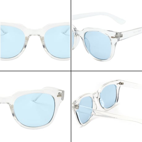 【4colors】 ウェリントンクリアフレームサングラス/UV99%cut/Ladies'・Men's <No.2853>PU leather case