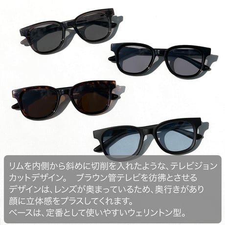 【5colors】ウェリントンカットリムサングラス/UV99%cut/Ladies'・Men’s<No.2978>PU leather case