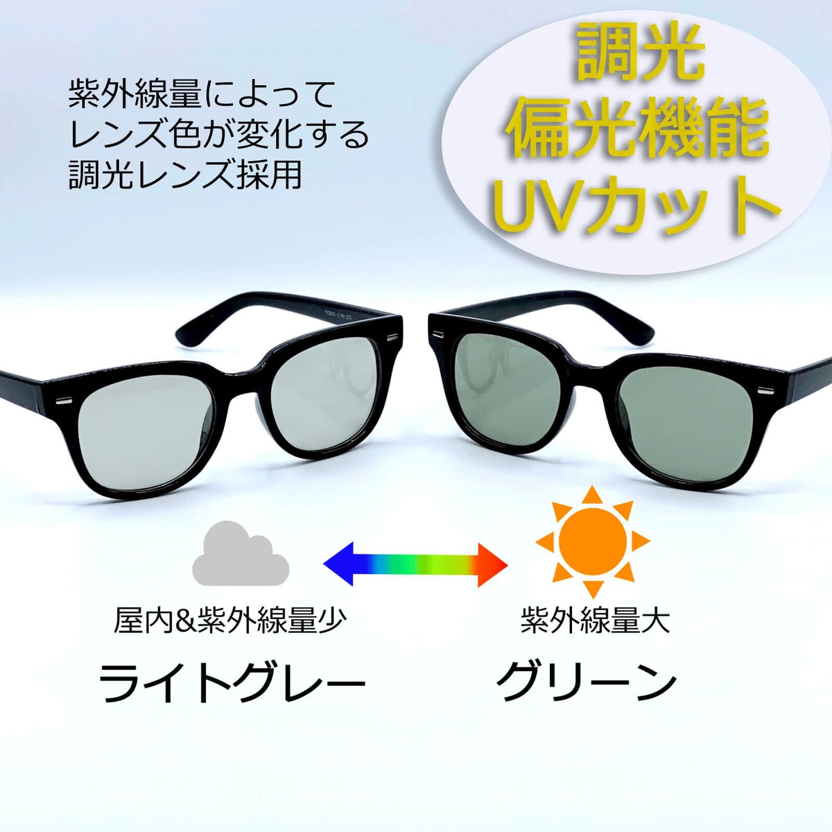サングラス UV カラーサングラス ウェリントン ライトパープル メガネ