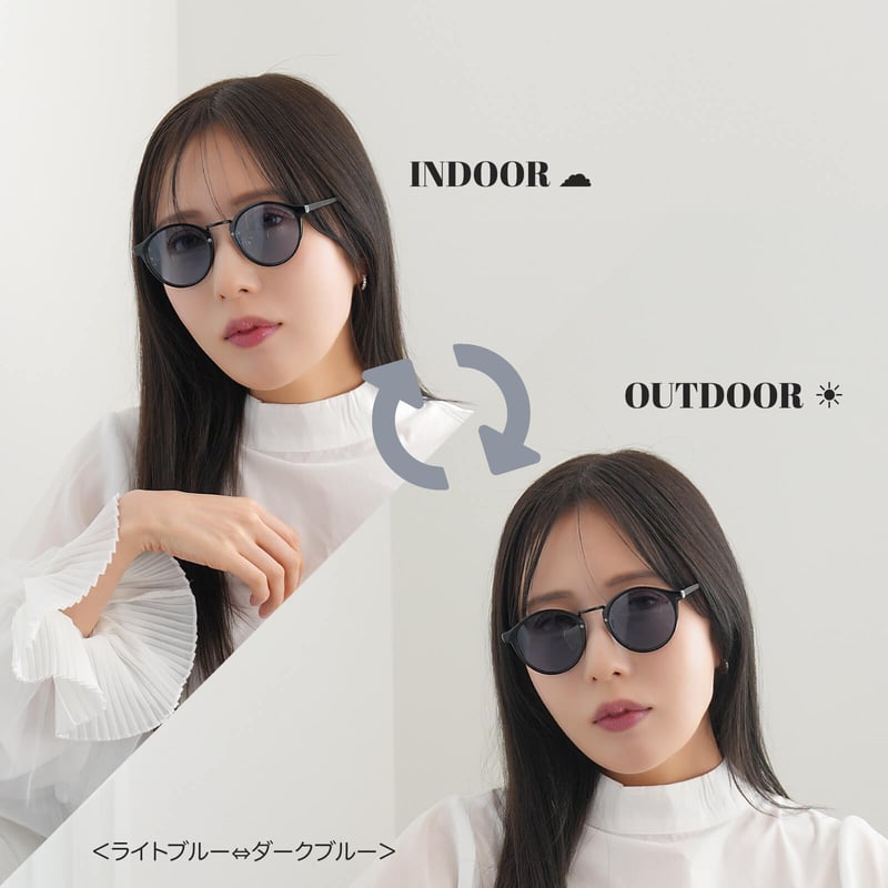 調光・偏光レンズ【5colors】ボストンサングラス/UV99%cut