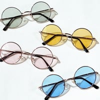 【7colors】ラウンドメタルサングラス/UV99%cut/Ladies'・Men's  <No.3519>PU leather case