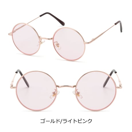 【7colors】ラウンドメタルサングラス/UV99%cut/Ladies'・Men's  <No.3519>PU leather case