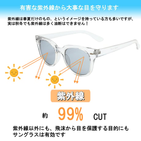 【4colors】 ウェリントンクリアフレームサングラス/UV99%cut/Ladies'・Men's <No.2853>PU leather case
