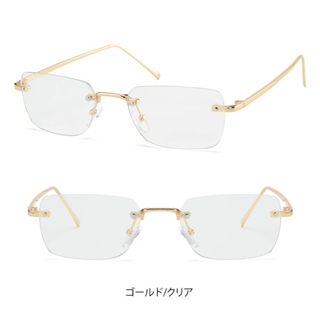 【2colors】リムレススクエアメタルメガネ/UV99%cut/Ladies'・Men's <No.3569>PU leather case