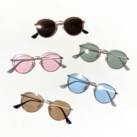 【7colors】メタルボストンサングラス/UV99%cut/Ladies'・Men's  <No.3563>PU leather case