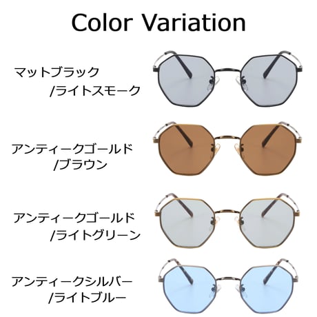 【7colors】オクタゴメタルフレームサングラス/UV99%cut/Ladies'・Men's<No.3551>PU leather case