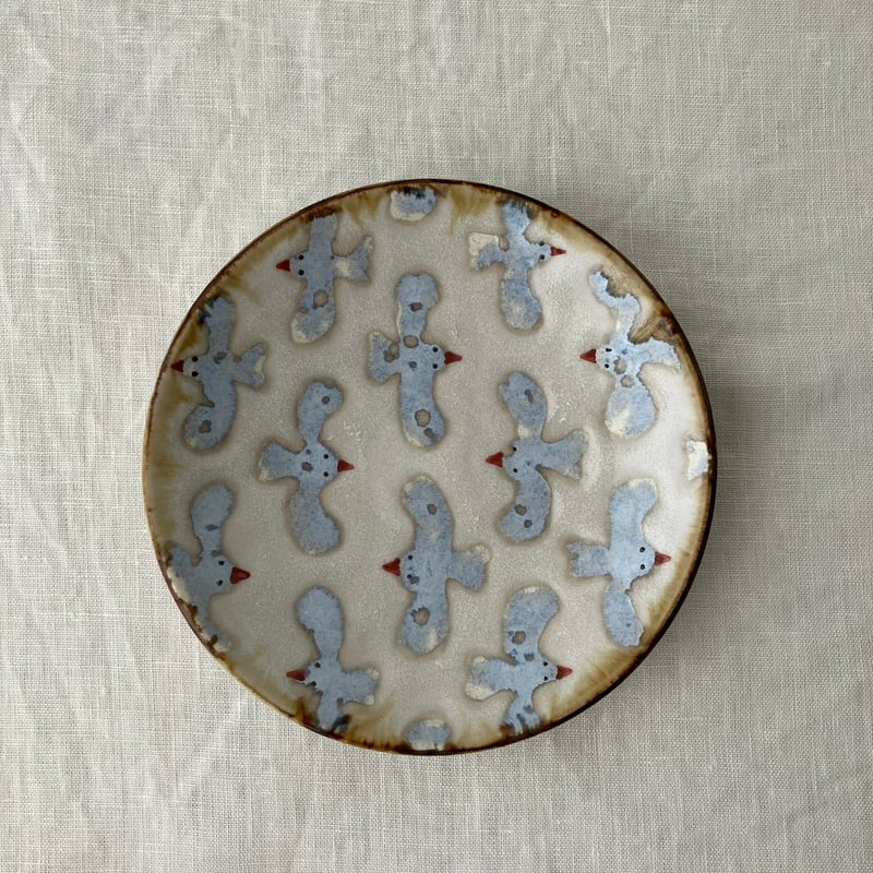 橋本美貴子 プレート S 鳥 (blue grey) | 黄色い鳥器店