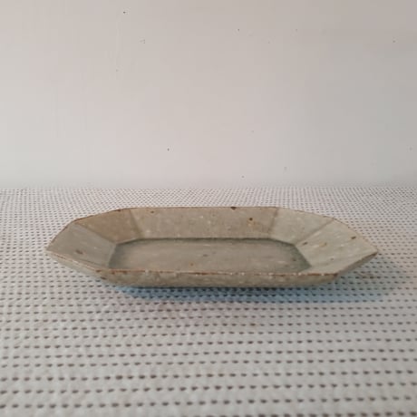 粕谷修朗　灰釉 八角皿(中)