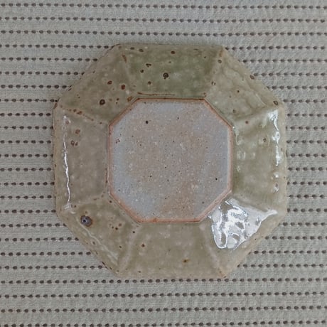 粕谷修朗　灰釉 八角皿(小)