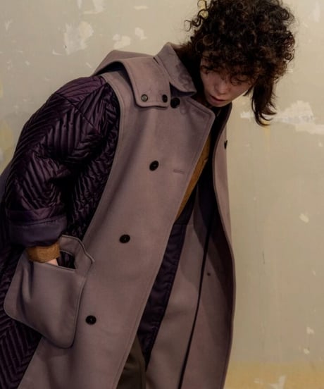 QUWAGI  / Wool trench coat ( Purple 、Black  )