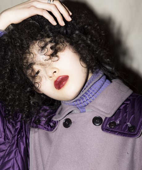 QUWAGI  / Wool trench coat ( Purple 、Black  )