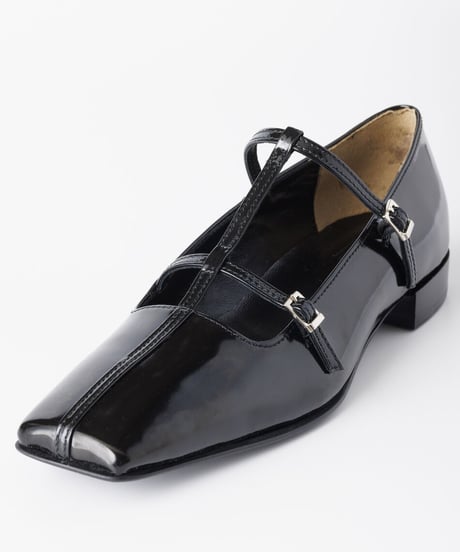 FETICO / DOUBLE STRAP SQUARE PUMPS ( PATENT BLACK )