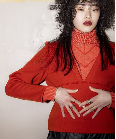 QUWAGI  / Turtleneck knit ( Tigerlily、Purple )